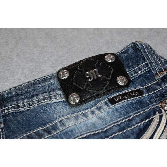 Miss Me Jeans Womens Size 33 x 35 Tall Bootcut Fit Blue Cotton Blend Western - Picture 1 of 15